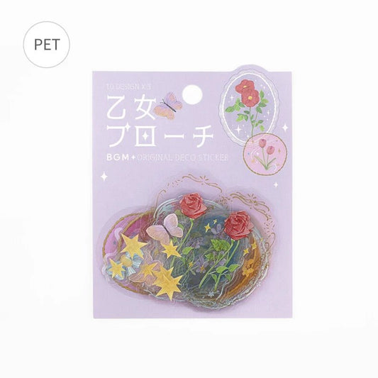 Kizuna Stationery - BGM Clear Deco Stickers Brooch - Flower