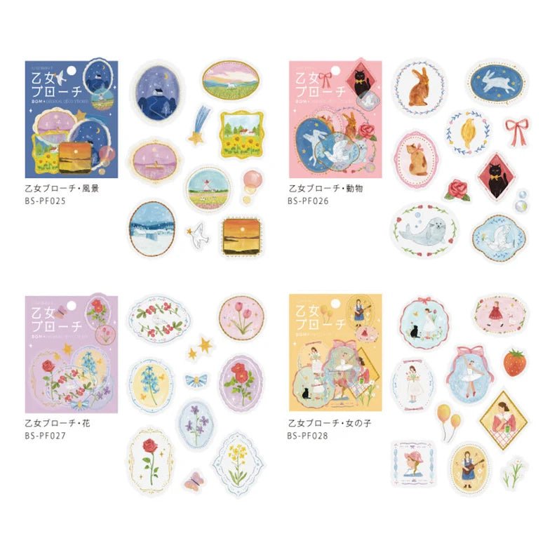 BGM Clear Deco Stickers Brooch - Girl - Kizuna Stationery