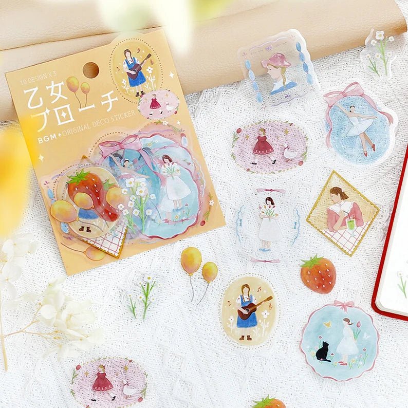 BGM Clear Deco Stickers Brooch - Girl - Kizuna Stationery