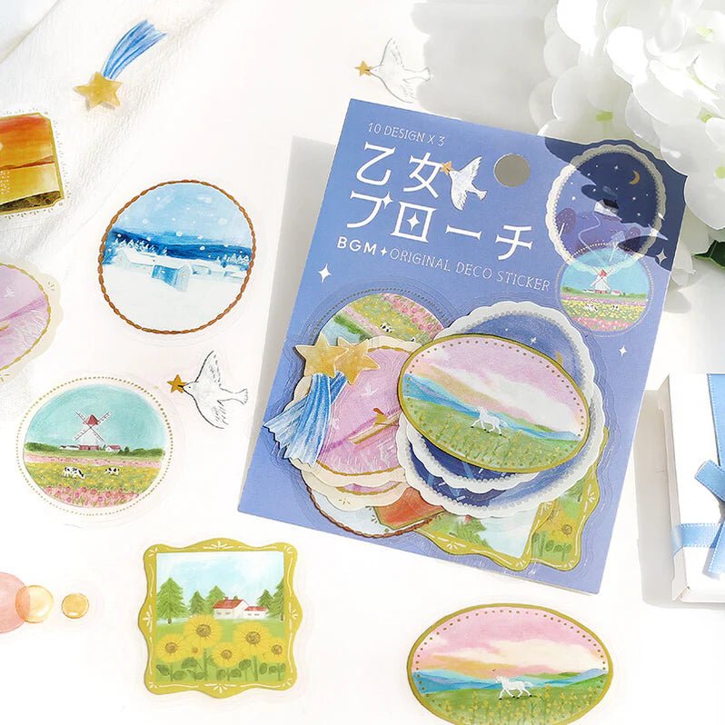 BGM Clear Deco Stickers Brooch - Landscape - Kizuna Stationery