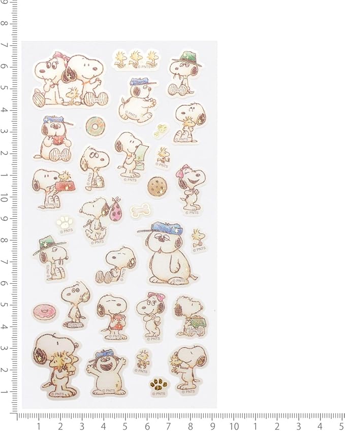 Kamio X Snoopy Japan Fluffy Sketch Stickers - Design 2 - Kizuna Stationery